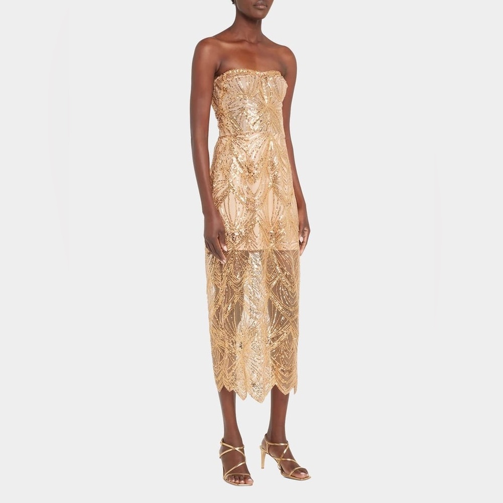BRONX AND BANCO Giselle Strapless Sequin Midi Dress size S